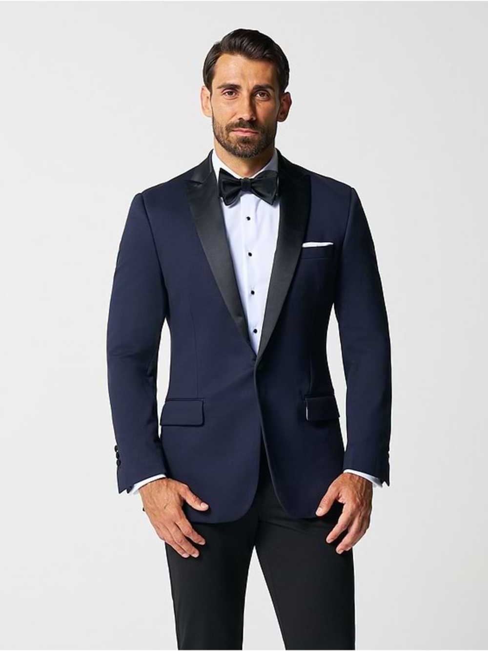 State & Liberty Tuxedo Blazer Mens 40-42 Navy Blue Jacket Stretch Dinner